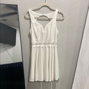 B Darlin White Lace-Trim Mini Dress